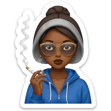 melanin girl smoking with hoodie and shades sticker