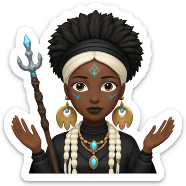 white shaman woman black clothes black accesories  sticker