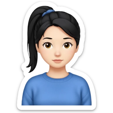 cewe lembut rambut hitam  kuncir satu kayak cute gitu tapi gausah adakepangnya  dan sudah agak dewasa gitu bajunya yang cute sweater sticker