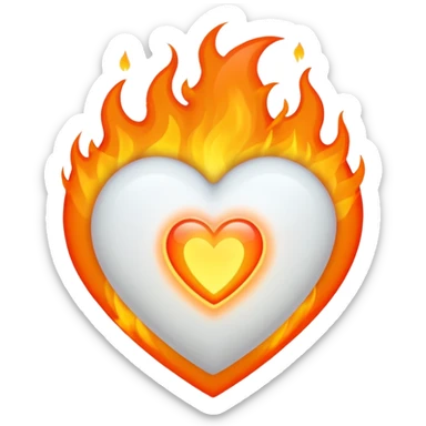 The heart is white and there is fire all around sticker