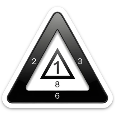 Minimalistic flat vector icon, iOS style, thin black contour on white background. Triangle with numbers inside, symbolizing equations. No text, no shadows sticker