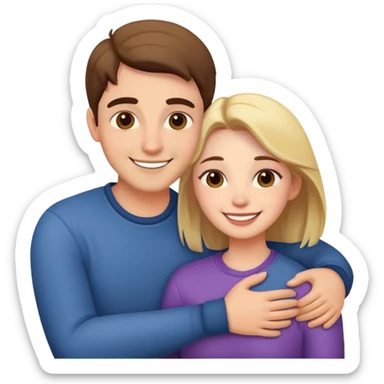 couple hug with warm smiles sticker