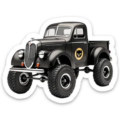 1:10 off-road lcg burning jumping Basher CatWoman’s 1954 blackened tarnished hotrod ford jaguar rc pickup (extra wide low-profile rock climbing tires without fenders) sticker