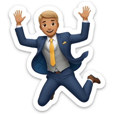 a man in a formal suit jumps with joy sticker