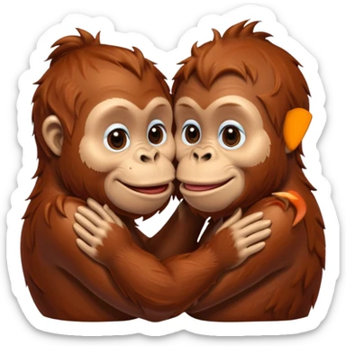 Kissing orangutang blowing kiss sticker