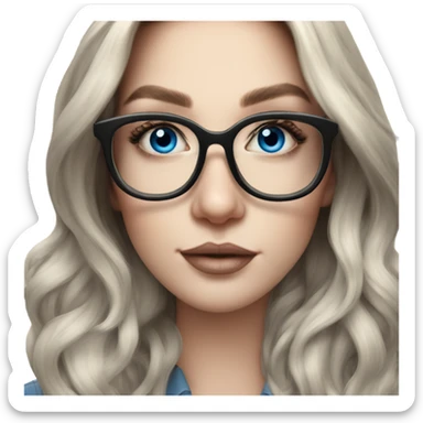 Hyper Realistic Balayage pale beautiful tattooed woman with glasses and blue eyes happy  sticker