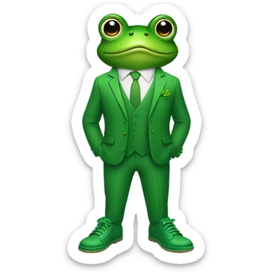 frog in a green suit and green shoes sticker