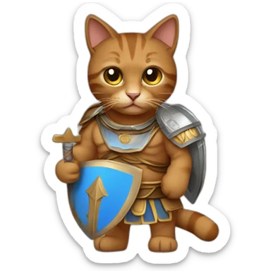 brown cat dressed as an greek hoplite sticker