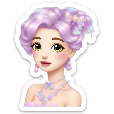 Dreamy pretty VOGUE elegant kawaii shiny pastel lady pastelcore kawaii beautiful hair fairycore cottagecore jewels trending aesthetic sticker