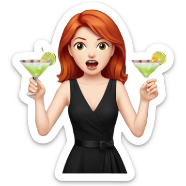 A raid haired woman yelling at a bartender sticker