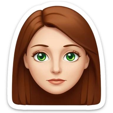 middle age woman with green eyes and long straight brown hair sticker