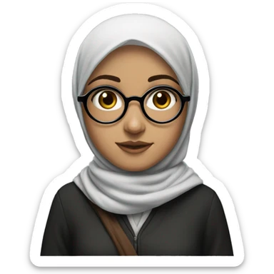 Palestinian girl, white skin, long face, with a vela hijab and round Harry Potter glasses and also wearing a keffiyah sticker