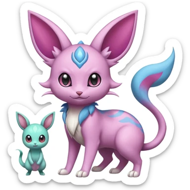 Espeon-Mew-Meloetta-Nidoran-Minccino-Pachirisu-fusion sticker