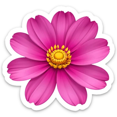cosmos flower, pink petals, yellow center sticker