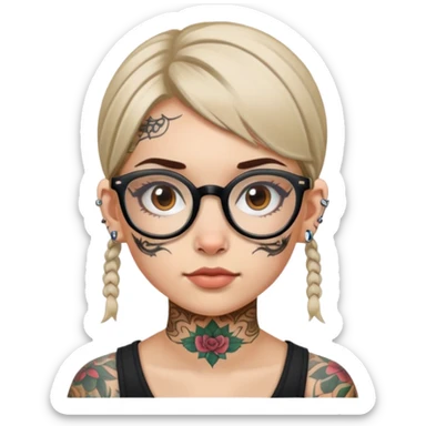young girl with face tattoos wearing glasses sticker
