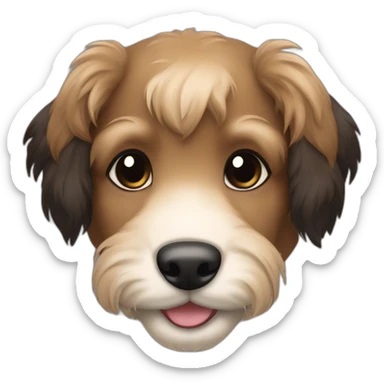 bouvier fawn brown and black puppy face very long hair smiling sticker