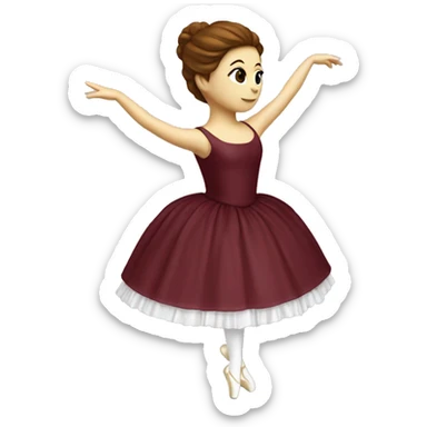 burgundy music box with white ballerina standing back sticker