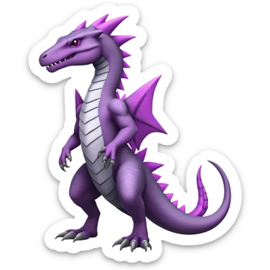 Badass cool black white grey purple salazzle-tyranitar-hybrid, full body sticker