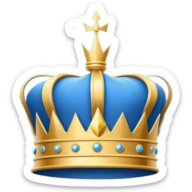 side view of a blue blueprint plan with minimal white lines and a simple crown drawing sticker