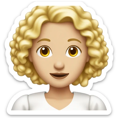 Stehende blonde Frau mit lockigen Haaren und Augenfarbe rot, trägt ein weißes langes Kleid sticker