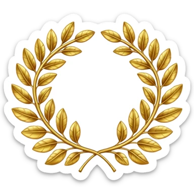 A golden laurel wreath shining with elegant metallic leaves. sticker