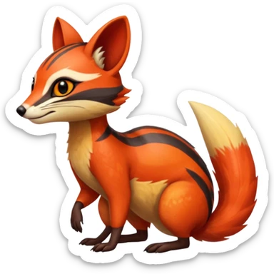 Fiery Wicked Cool Hot Edgy Badass Genet-Numbat-Sergal-Meloetta-Vernid-Civet-Trico-fusion-hybrid-creature sticker