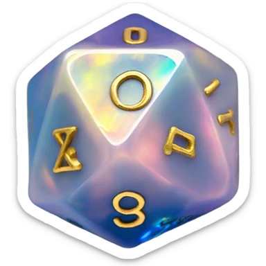 opal crystal gemstone d20 dice gold sticker