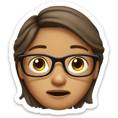 crying brown hair girl with glasses  sticker