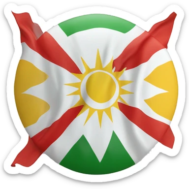 Kurdistan flag, red white sun in the middle and green sticker
