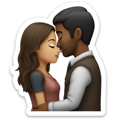 Blacked haired guy kissing brown haired girl sticker