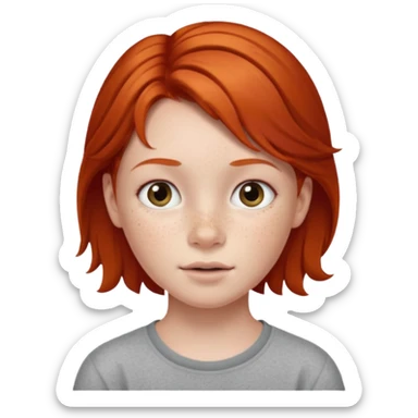 redhead kid with unique face features  sticker