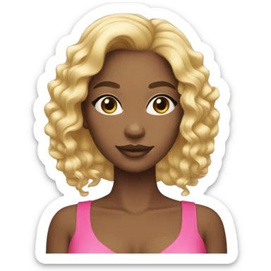 Black girl with blonde hair and pink coquette in her hair  sticker