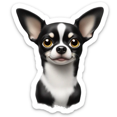 realistic black and white chihuahua staring at viewer sticker