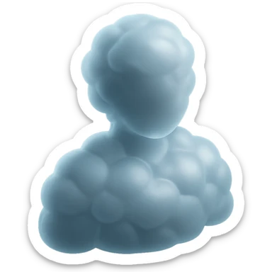 A person from the shoulders up, entirely composed of fluffy white convex clouds sticker