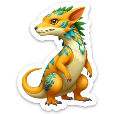 colorful lush exotic patterned beautiful elegant pretty realistic Fakémon-Digimon-Fionbri-Trico-creature (full body) sticker