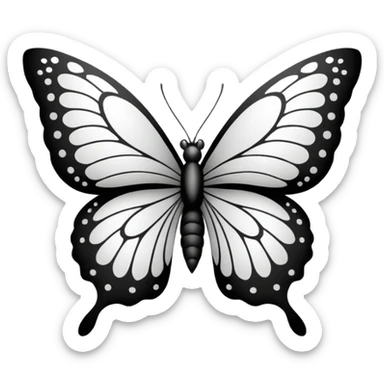 Mariposa color blanco y negro tipo tatuaje sticker