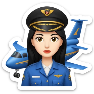 Femme cheveux long noir travaille dans le domaine de l'aéronautique sourcils fournis sticker