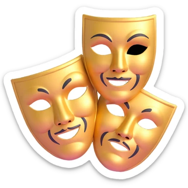 traditional Greek theatre masks, classical comedy and tragedy masks, theatrical drama masks sticker