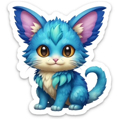 P moe meow meow cute fuzzy realistic Randomly-faerie-drake-colored exotic Fakémon-creature sticker