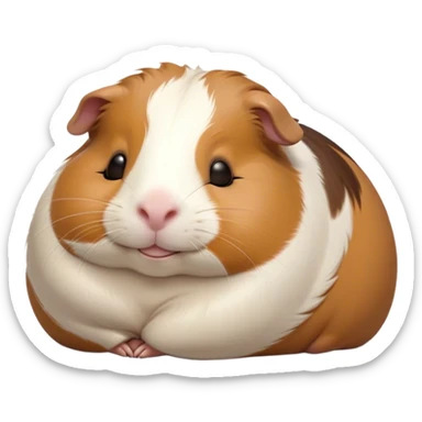 Meme-Worthy Cute Sleeping Brown and White Banded Guinea Pig Portrait Emoji, Head resting peacefully with a contented smile, showcasing a delightfully chubby build and a luxuriously soft banded coat of brown and white, eyes shut in a serene, cozy nap, Simplified yet hilariously adorable features, highly detailed, glowing with a soft, drowsy light, high shine, relaxed and utterly lovable, stylized with an air of playful laziness, bright and heartwarming, soft glowing outline, capturing the essence of a comically sleepy guinea pig, so meme-worthy it feels like it could instantly become the next viral sensation of adorable slumber! sticker