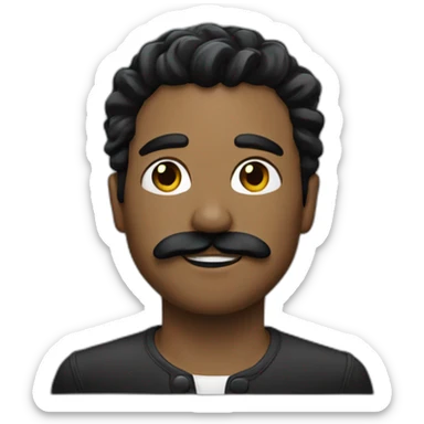 Black plated hair and black Little mustache sticker