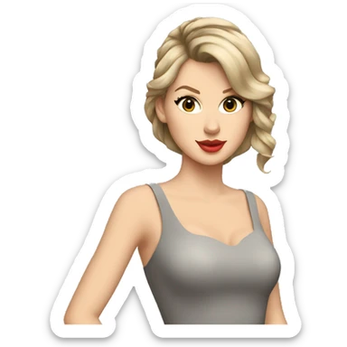 Taylor swift with a gray dress, hair in high ponytail sticker
