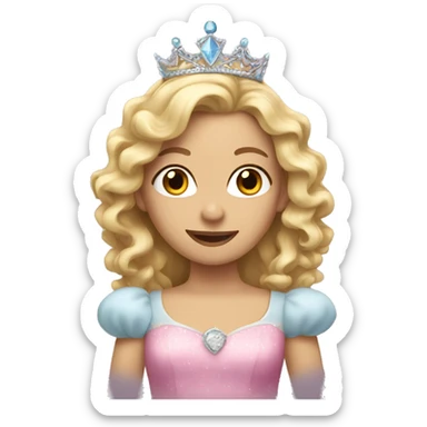 woman with long curly blonde hair wearing a princess dress and a tiara  sticker
