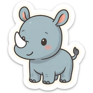 cute blue baby rhinoceros sticker