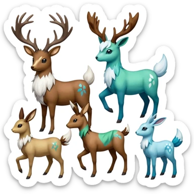 Stantler-Skiddo-Glaceon-Mudbray-Amaura-Virizion-fusion  sticker