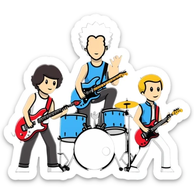 Queen rock band members performing together sticker