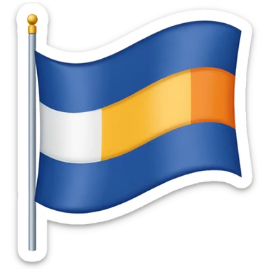 A flag whit darkblue, blue, white, yellow and orange sticker