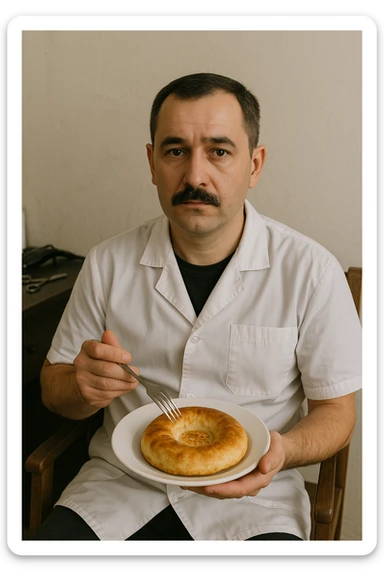 sartarosh xonada shunchaki tarelka v vilka ushlab utirsin tarelkada esa faqat uzbekcha non bulsin kayfiyati xam urtacha bulsin xursan bob ketmasin sticker