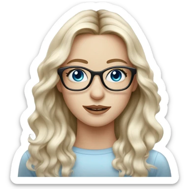 Beautiful Balayage pale lady with glasses and blue eyes  sticker