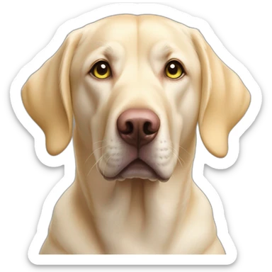 yellow labrador, pink nose green eyes wet pink nostrils, droopy pink eyelidsss sticker
